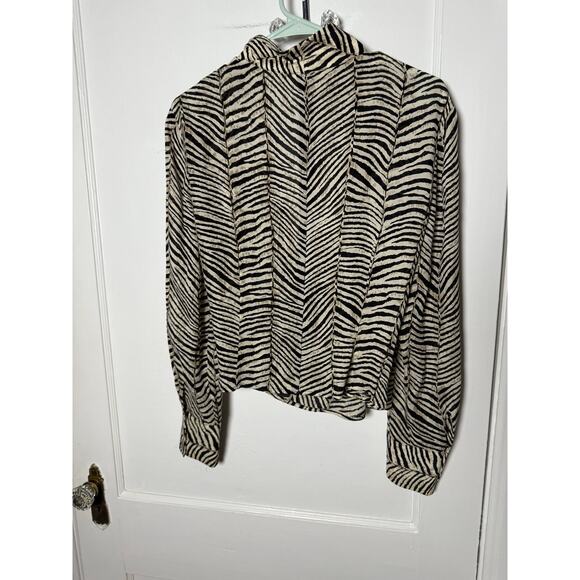Vintage Neiman Marcus Silk Zebra Print Wrap Top Blouse 00s Y2K Women's Size 12 - Picture 6 of 7